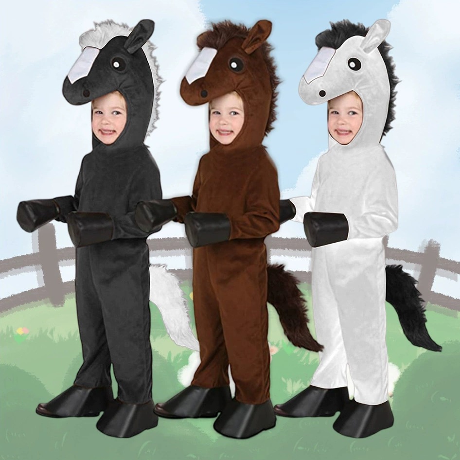 Black Face Mask Pack - Zoo Koń Dziecięcy Brązowy Czarny Biały
